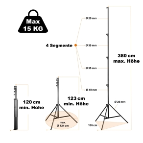 Walimex pro AIR 380 Deluxe lampstatief 380 cm