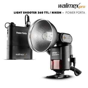 Walimex pro Light Shooter 360 TTL per Nikon + Power Porta...