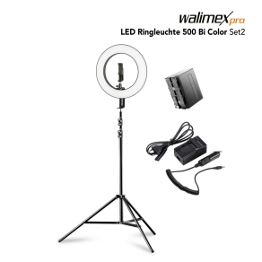 Walimex pro Lampe annulaire LED 500 Bi Color Set, y...