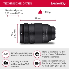 Samyang AF 35-150mm F2.0-2.8 FE voor Sony E