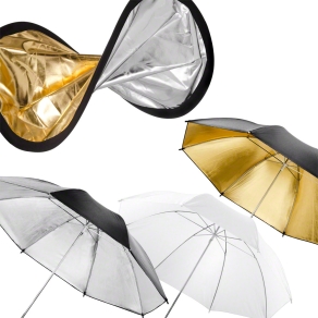 Walimex doppio riflettore + ombrelli argento/oro/bianco