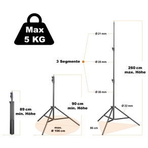 Walimex pro FT-8051 lampstatief 260cm met verende demping