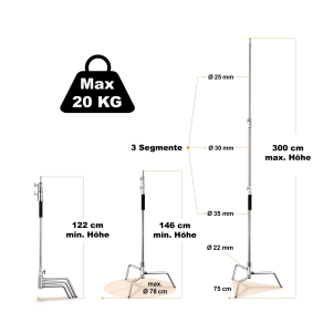 Walimex pro C-stand treppiede per lampada extreme 20 300cm